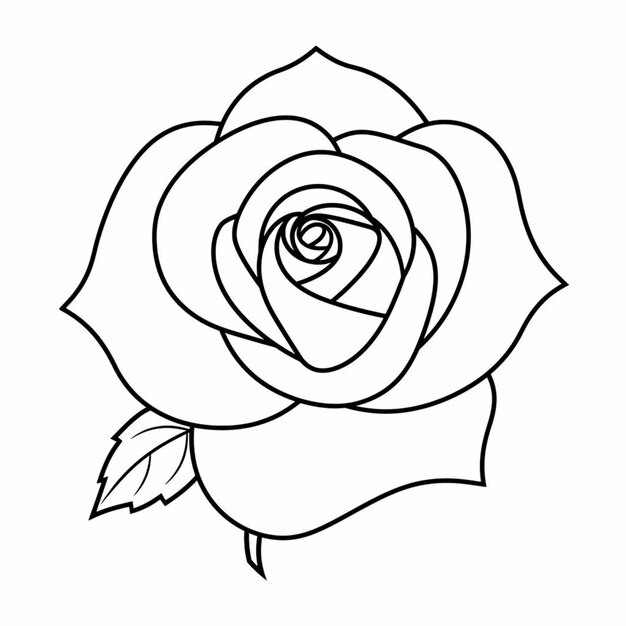 Foto un disegno di una rosa con una foglia su di essa generativa ai