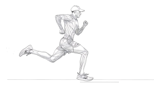 Photo a drawing of a runner with a hat on it