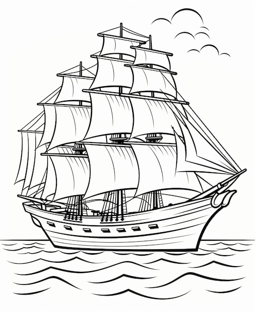 Рисунок парусной лодки, плавающей на воде