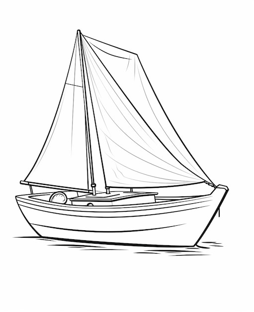 Photo a drawing of a sailboat with a sail on the water generative ai