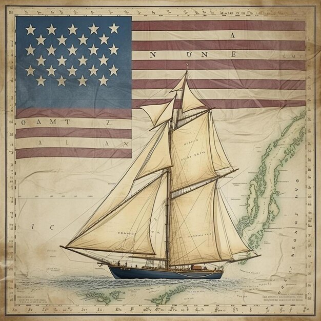 a drawing of a sailboat with the words " new york " on the top.