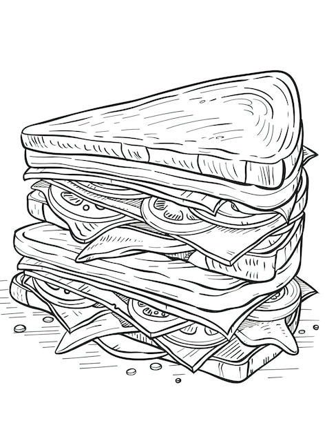 Photo a drawing of a sandwich with a sandwich on it
