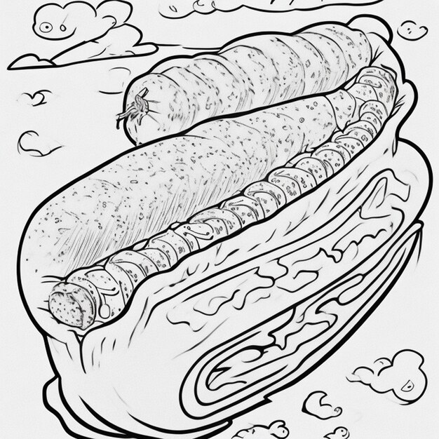 a drawing of a sausage with the words the word sausage on outline coloring book