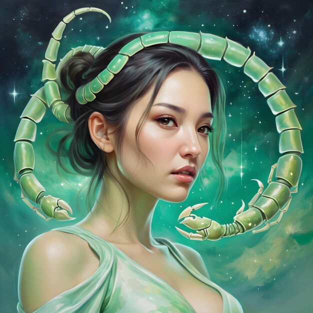 Foto un disegno di una donna scorpione segno zodiacale scorpione