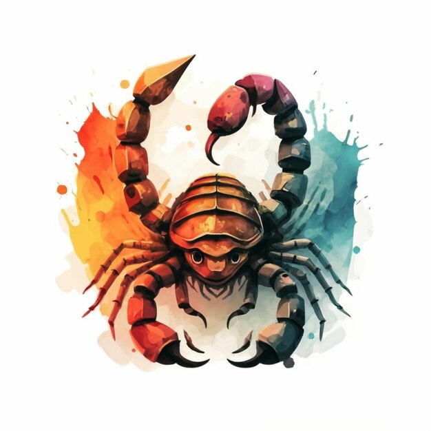 Photo a drawing of a scorpion with a colored background