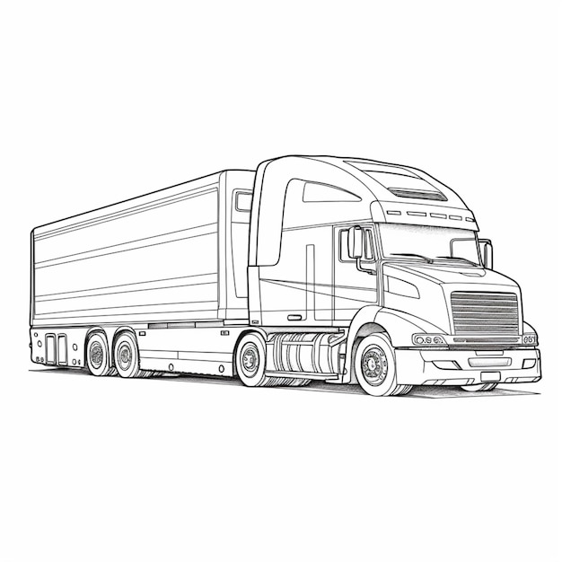 Premium Photo A drawing of a semi truck with a trailer on the back