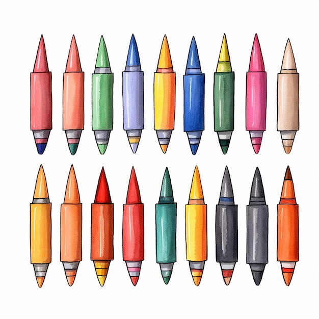 a drawing of a set of colored pencils