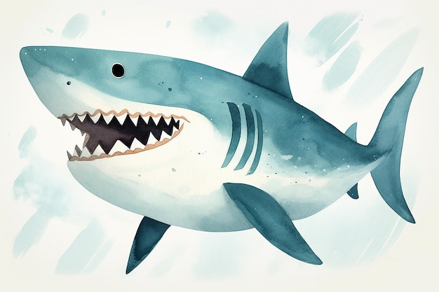 A drawing of a shark with the mouth open