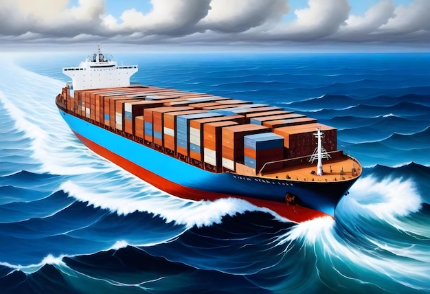 Photo a drawing of a ship with a large container on the side