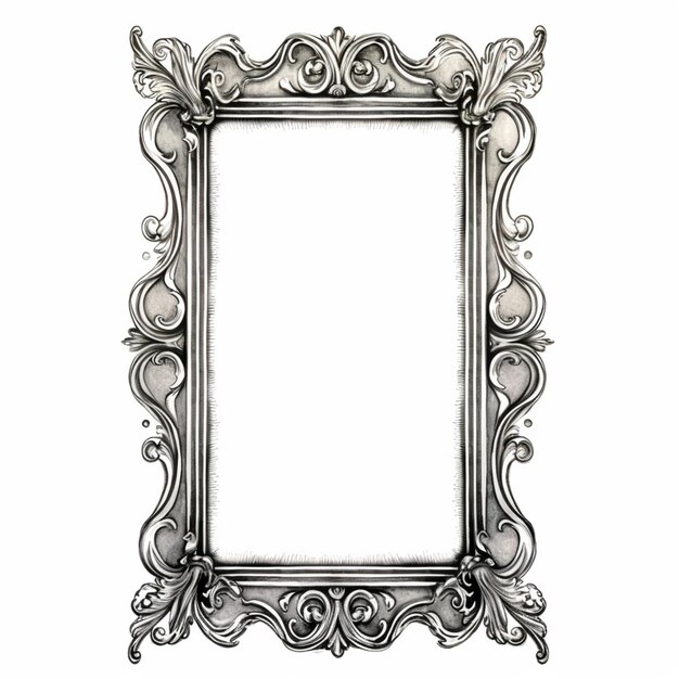 a drawing of a silver frame with a decorative pattern generative ai