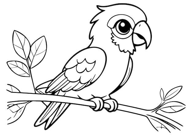 Фото Рисовать простые линии милый попугай раскрашивать страницы книг мультфильмы для детей дошкольного возраста генеративный ии