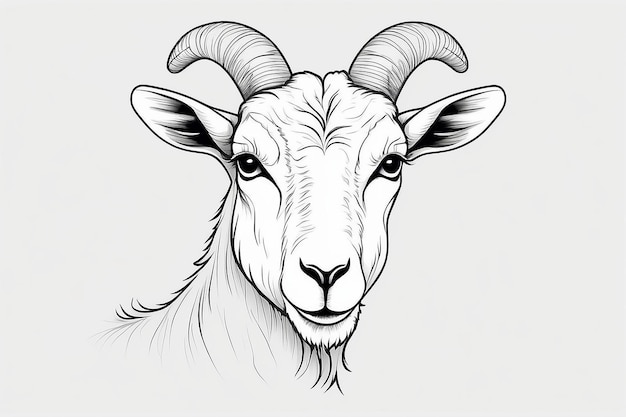 Drawing sketch of single line draw goat sheep headMuslim holiday sacrifice animal goat Eid al Adha