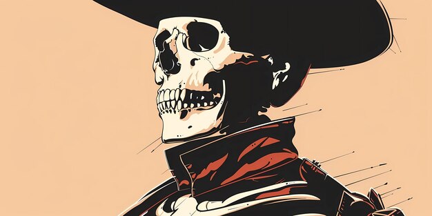 Photo a drawing of a skull with a hat on it