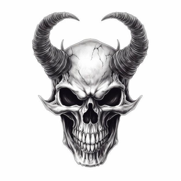 satanic skull drawing