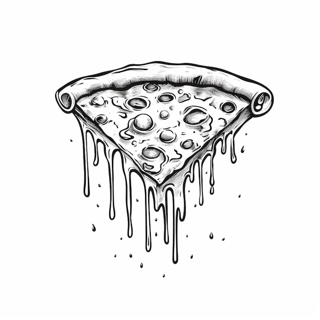 Photo a drawing of a slice of pizza with melted cheese on it generative ai