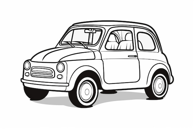 Foto un disegno di una piccola auto con un conducente sul sedile anteriore