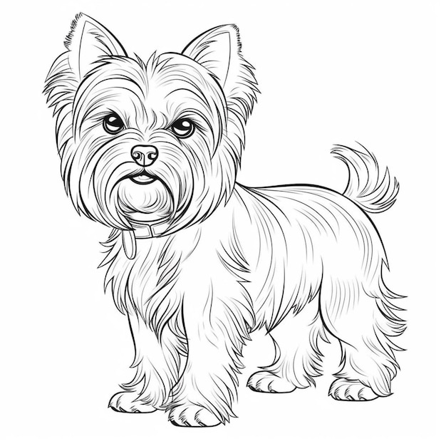 Premium AI Image | a drawing of a small dog with a long hair standing ...