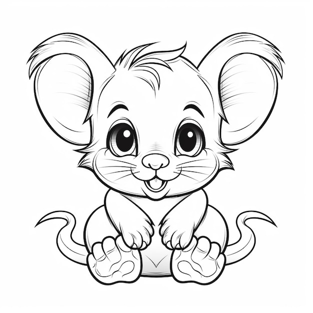 a drawing of a small mouse sitting on the ground generative ai