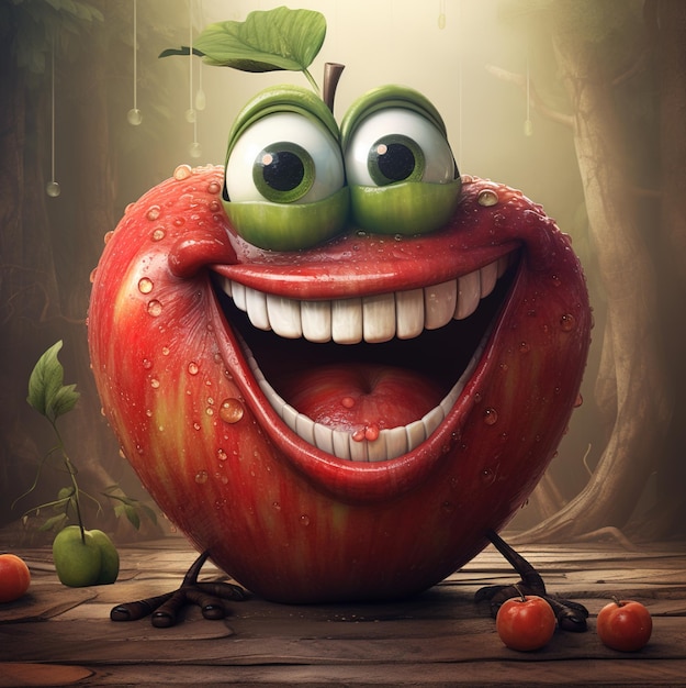 a drawing of a smiling apple with a smile on its face.