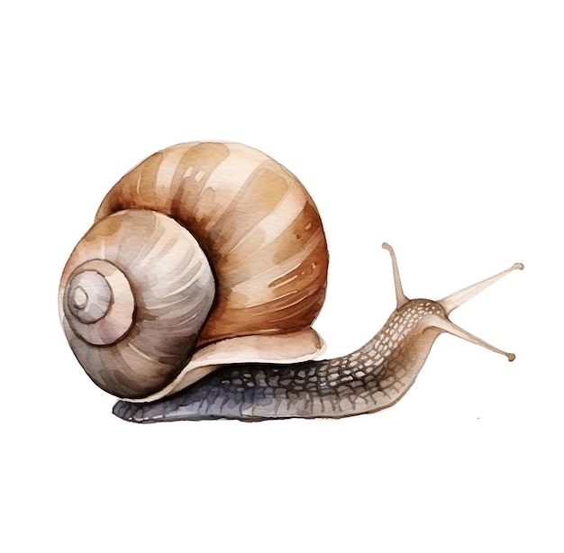 A drawing of a snail isolated on white