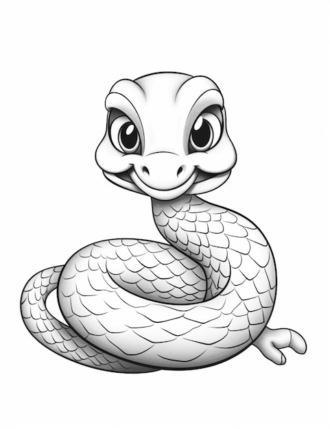 рисунок змеи с большой головой и большими глазами