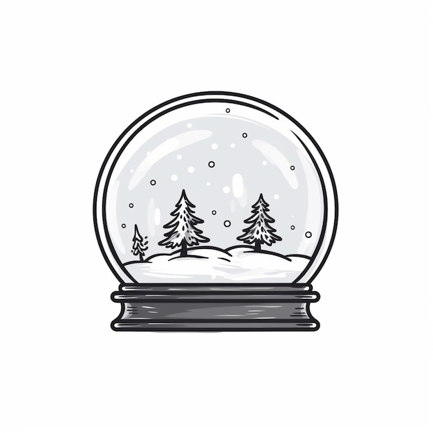 Photo a drawing of a snow globe with trees inside of it generative ai