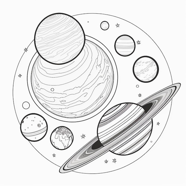 рисунок солнечной системы с планетами и планетой генеративной ai