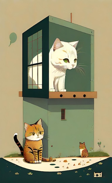 Photo drawing of some cats