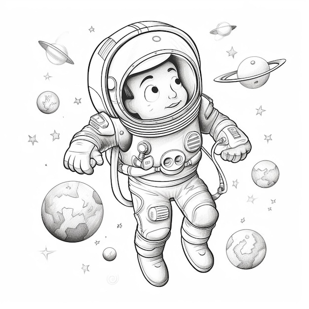 a drawing of a space suit with a space suit on it