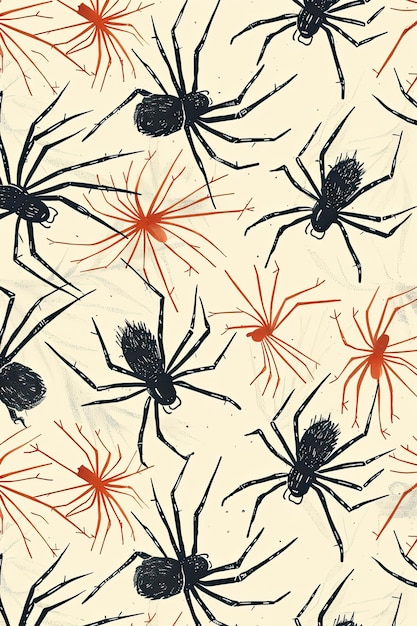 Photo a drawing of a spider with a black background with a red flower