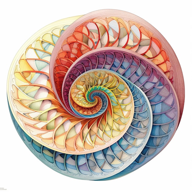 a drawing of a spiral with the colors of the rainbow.