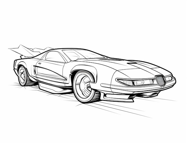Photo a drawing of a sports car with a flat tire generative ai