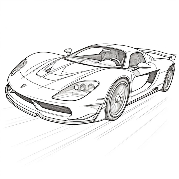 a drawing of a sports car with a front view of the car generative ai