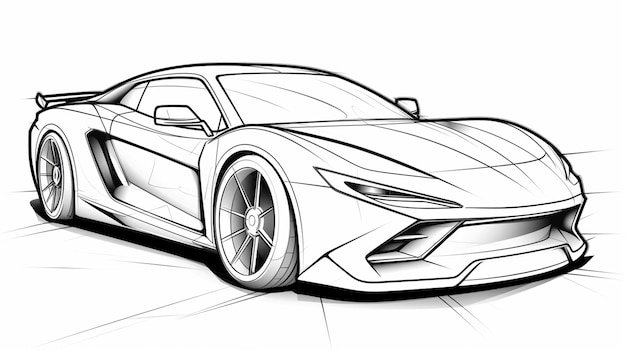 Premium Photo  A drawing of a sports car with a large front