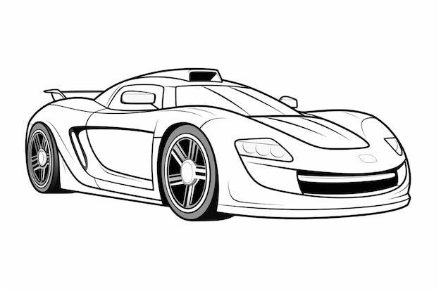 a drawing of a sports car with a large front wing generative ai