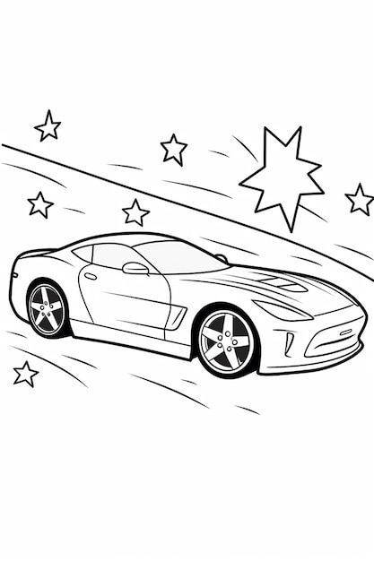 Photo a drawing of a sports car with stars on the side generative ai