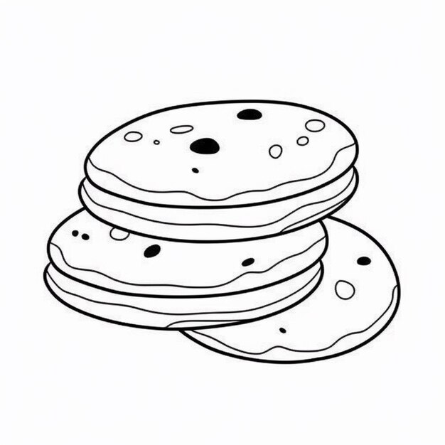 Photo a drawing of a stack of donuts with holes on them generative ai