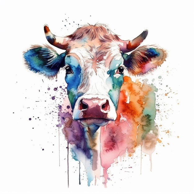 drawing standing cow paint watercolor