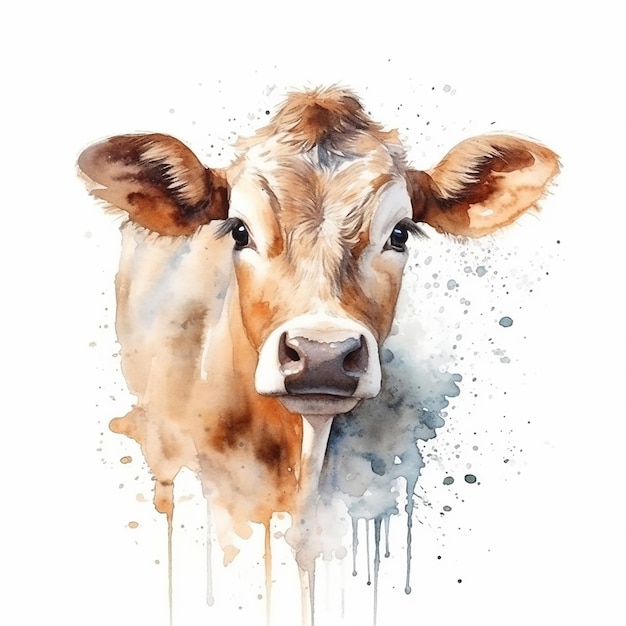 drawing standing cow paint watercolor