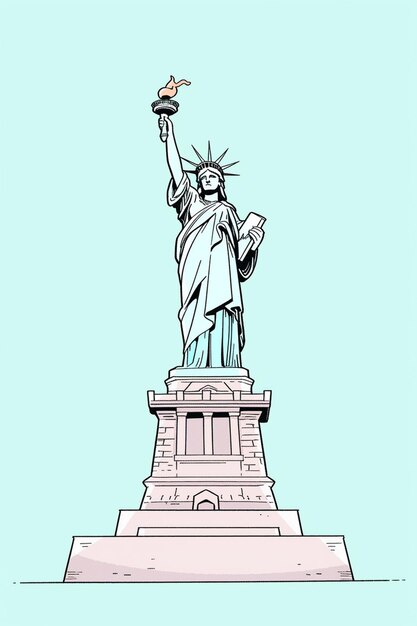 Photo a drawing of a statue of liberty holding a torch in its hand generative ai