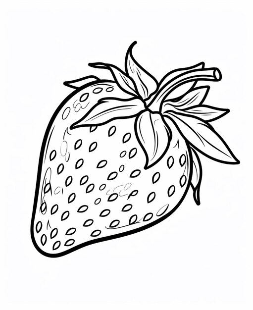Photo a drawing of a strawberry with a leaf on top generative ai