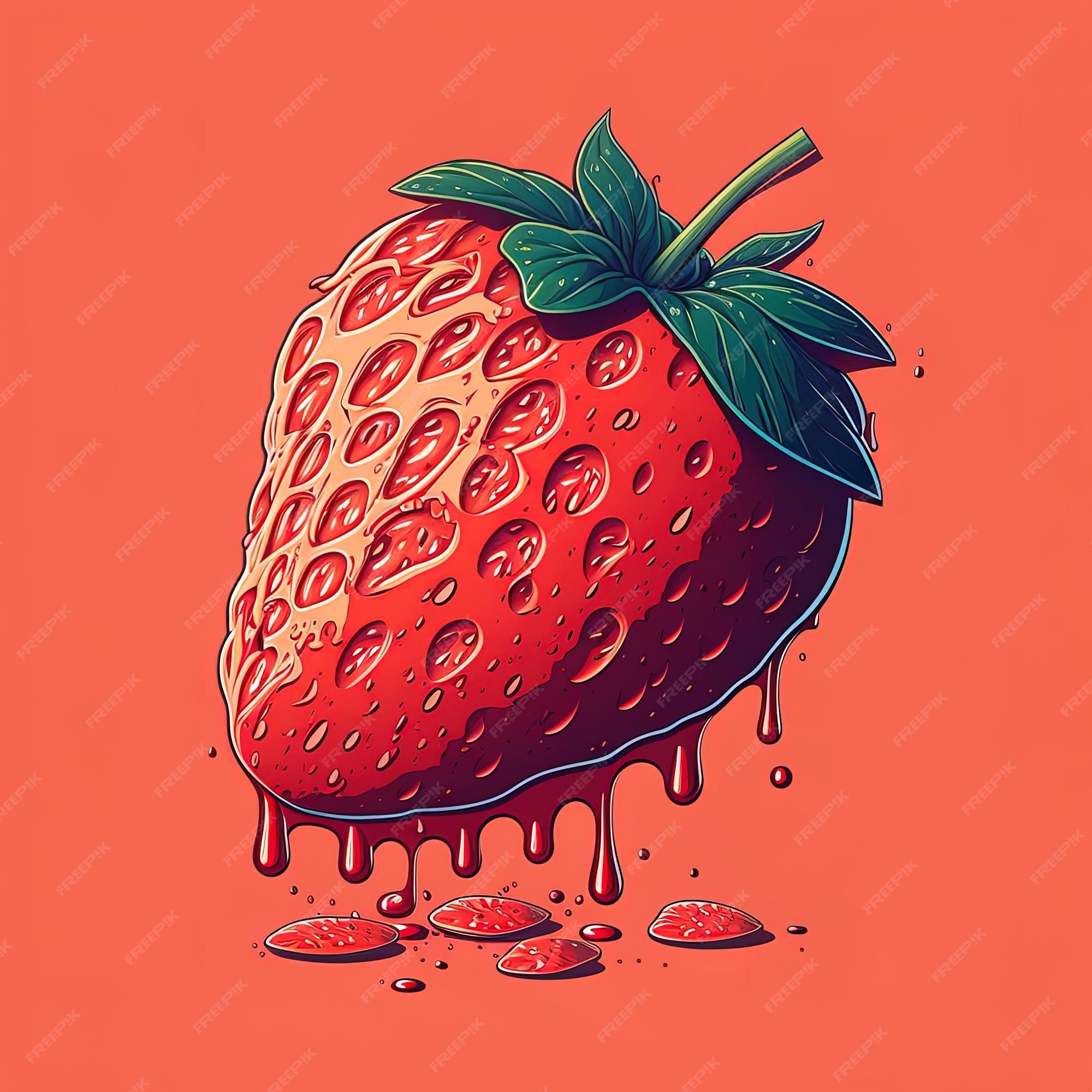 Premium Photo | A drawing of a strawberry with a red background with a ...