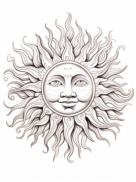 a drawing of a sun with a face and a smile generative ai