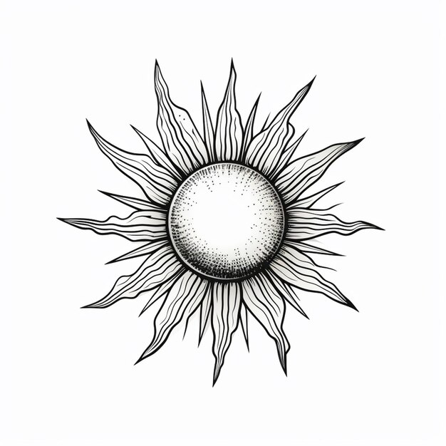 Photo a drawing of a sun with a white background generative ai