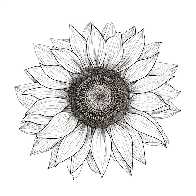 Photo a drawing of a sunflower with a large center generative ai