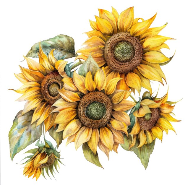 a drawing of a sunflower with the sunflowers on it