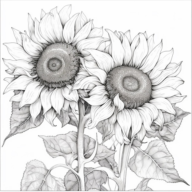 A drawing of a sunflowers by person