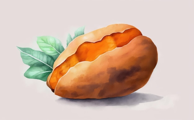 A drawing sweet potato batat watercolor organic food illustrations ai generated