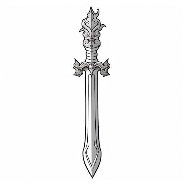 a drawing of a sword with a decorative design on it generative ai