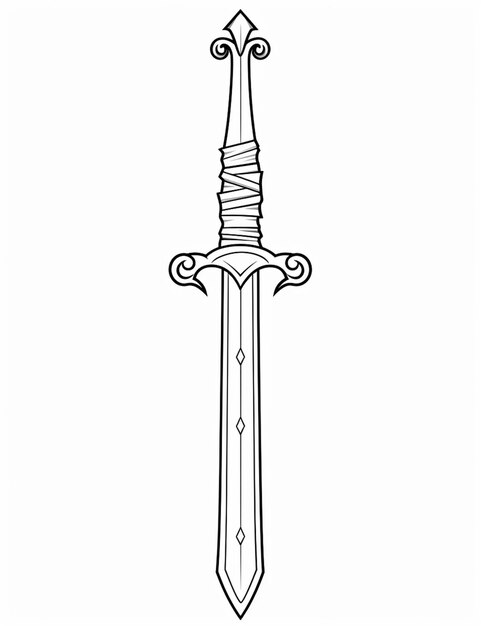 Photo a drawing of a sword with a long blade on it generative ai